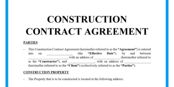 Construction Contract Agreement Template