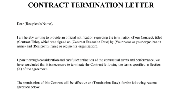 Contract Termination Letter Template